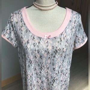 NEW Rene Rofe Pink & Gray Nightgown & NEW Sleep Mask
